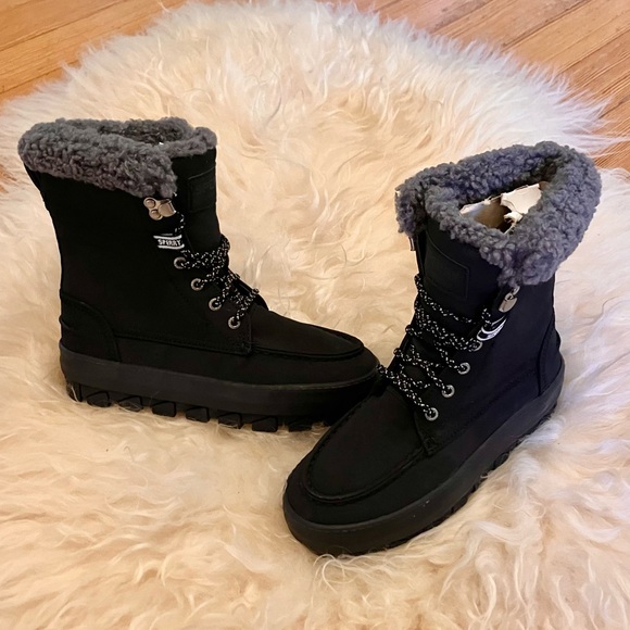 Sperry Black Winter Lace up Black comfortable ankle boots size 5,5 - Picture 14 of 14